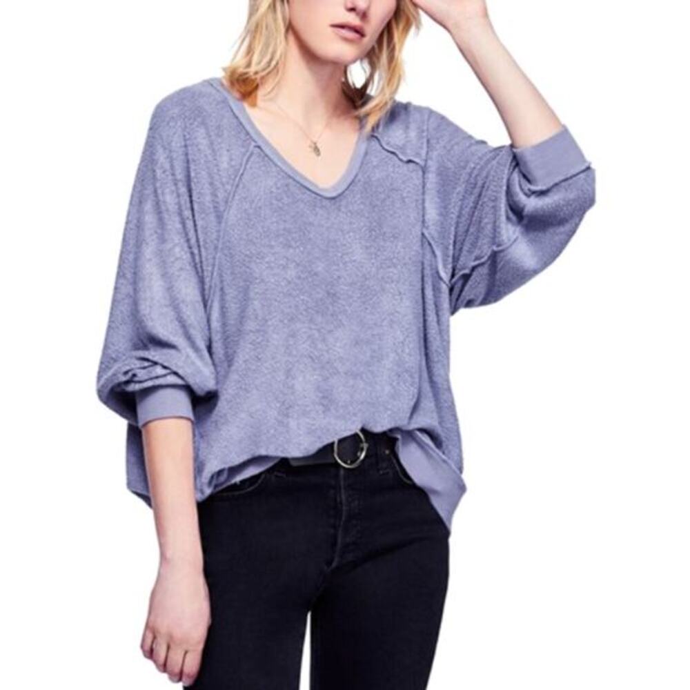 free people purple oversized take it‎ off pullover